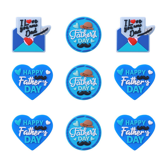 20pcs Silicone Focal Beads Father Day Envelope Letter and Hat Design