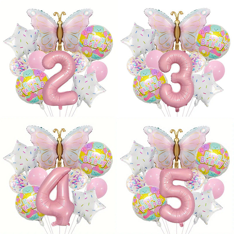 Butterfly Donut Foil Balloon Set Birthday Party Decoration 2