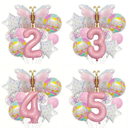 Butterfly Donut Foil Balloon Set Birthday Party Decoration 2