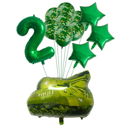 Military Tank Foil Balloon Set Boys Birthday Party Decoration 6