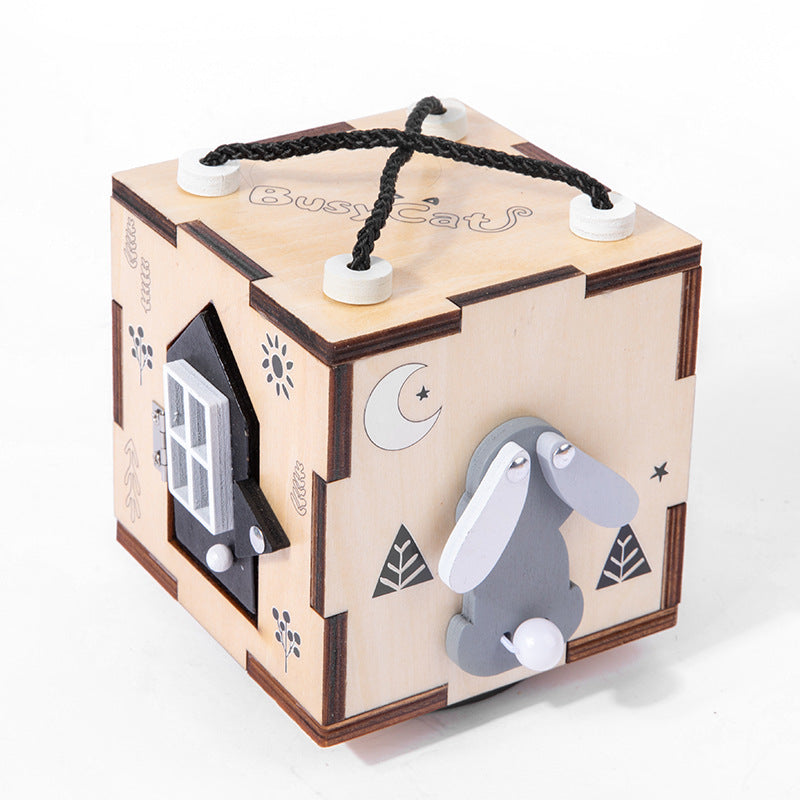 Wooden Busy Board Montessori Toys Fine Motor Skills 10x10x10cm 3