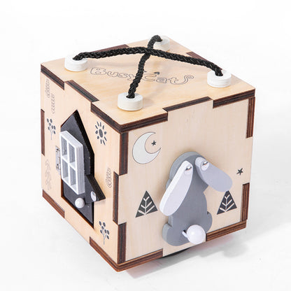 Wooden Busy Board Montessori Toys Fine Motor Skills 10x10x10cm 3