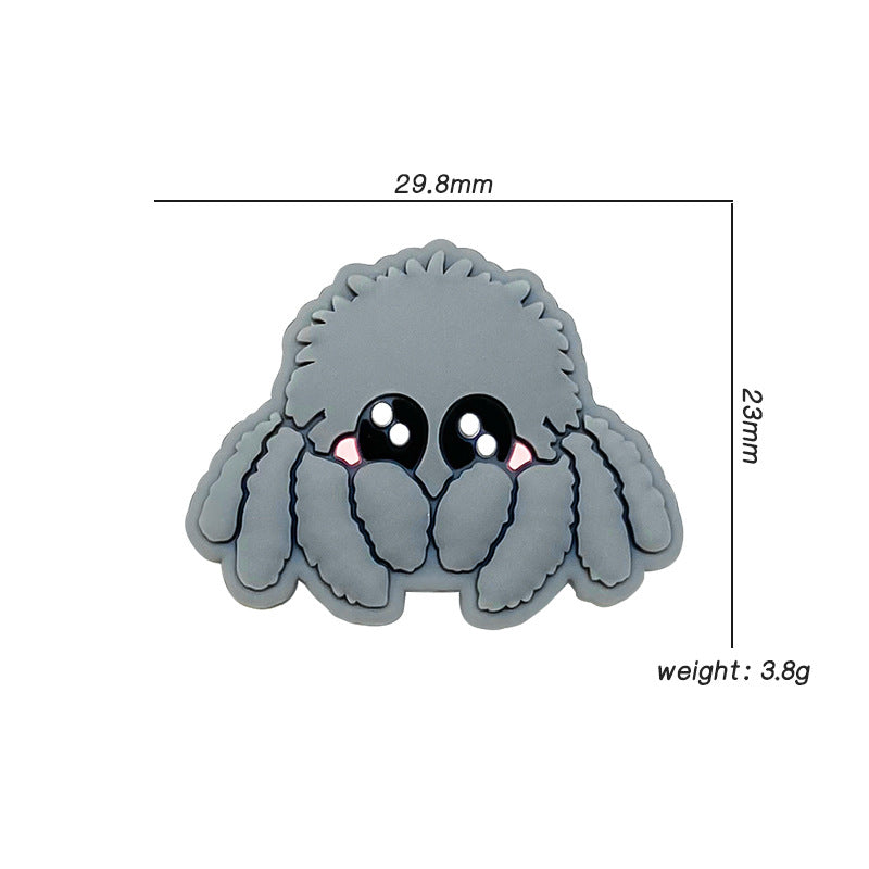 20Pcs Silicone Focal Beads Octopus Fish Front Facing Grey Design 2
