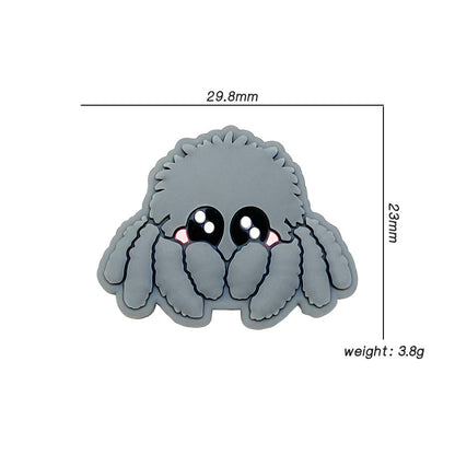 20Pcs Silicone Focal Beads Octopus Fish Front Facing Grey Design 2