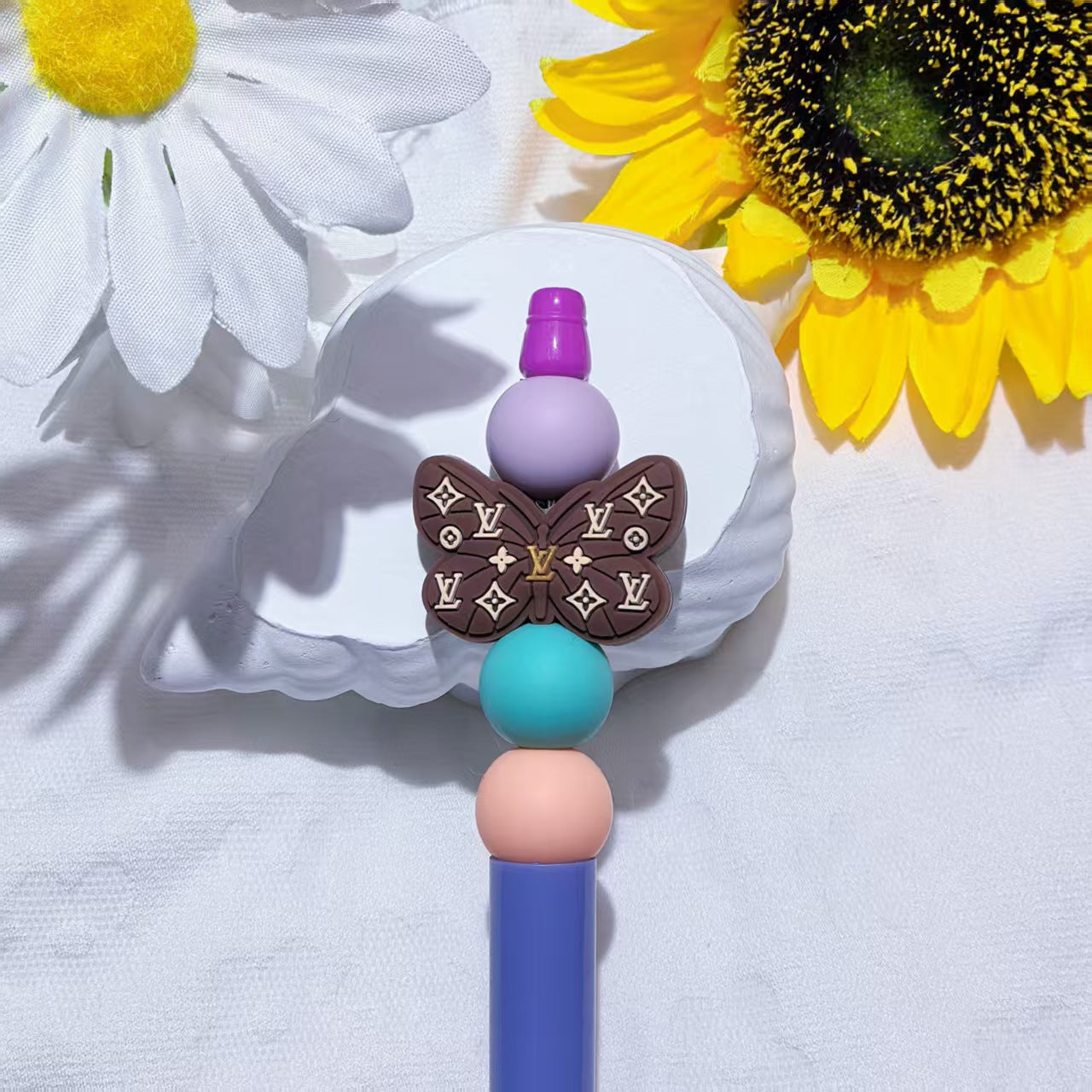 20Pcs Silicone Focal Beads Butterfly Three Color Pattern 6