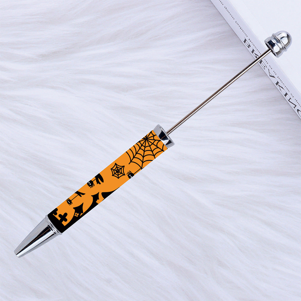 Halloween Beadable Pens Printed Pumpkin Ghost Spider Bat Design 7