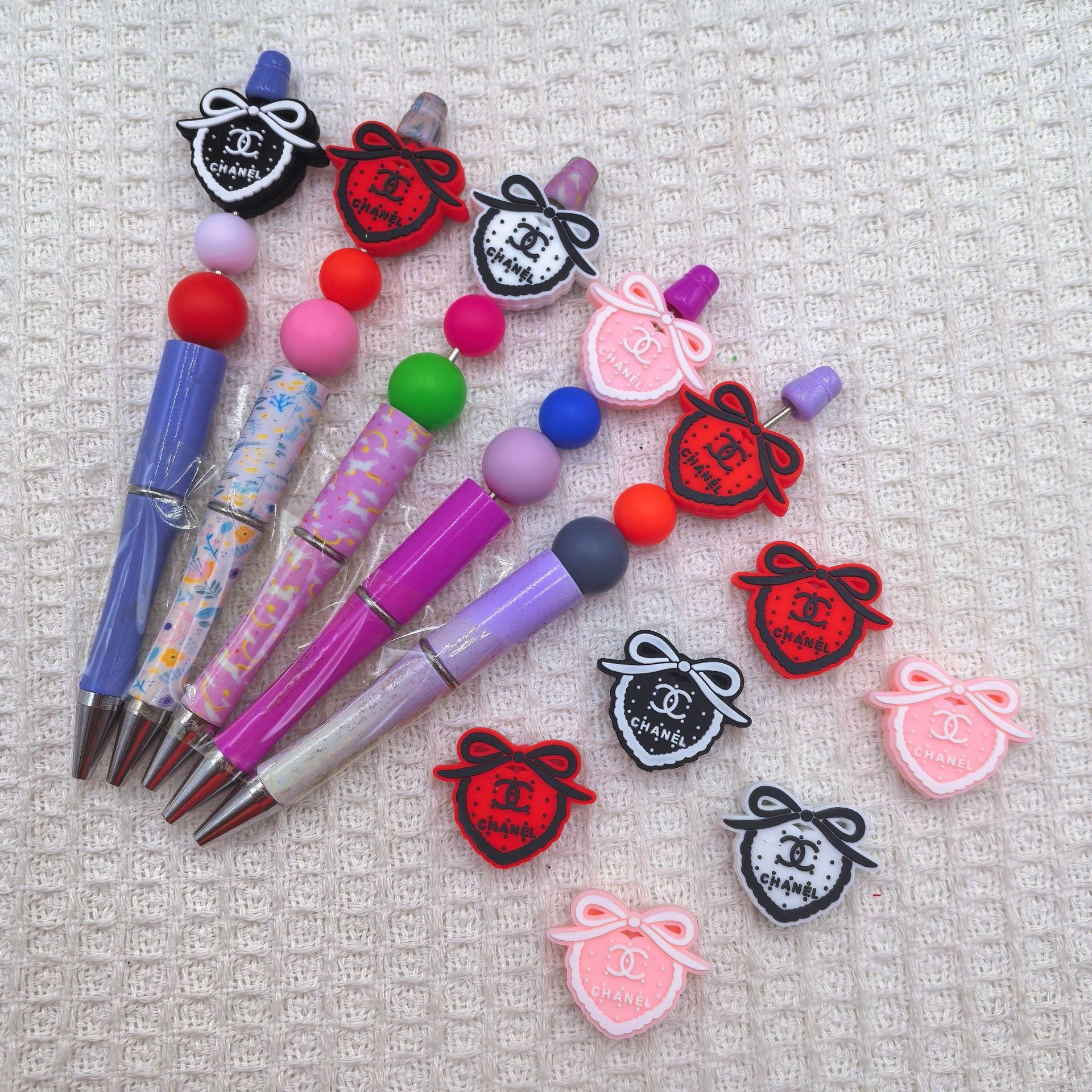 20Pcs Silicone Focal Beads Love Bow Hairpin Design 2