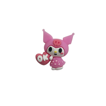 Silicone 3D Focal Beads White Rabbit Pink Hood and Yellow Pudding Dog Holding Cat 7