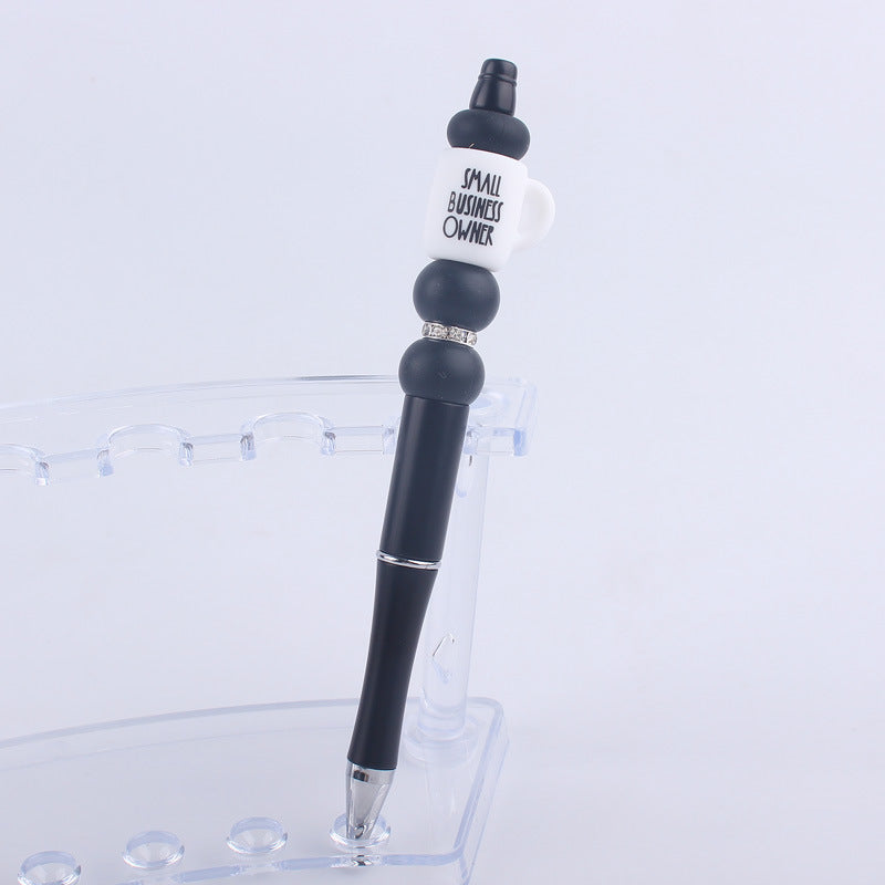 Black Cup Silicone Beaded Pens Handmade Novelty Pen Gift 9