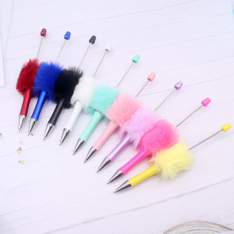 Fuzzy Plush Beadable Ballpoint Pens DIY Craft Supplies Decorative