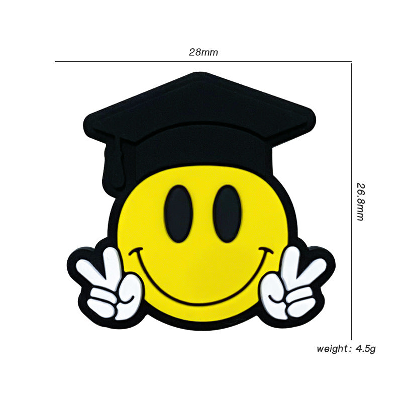 20Pcs Silicone Focal Beads Smiling Face Wearing Doctor Hat 2