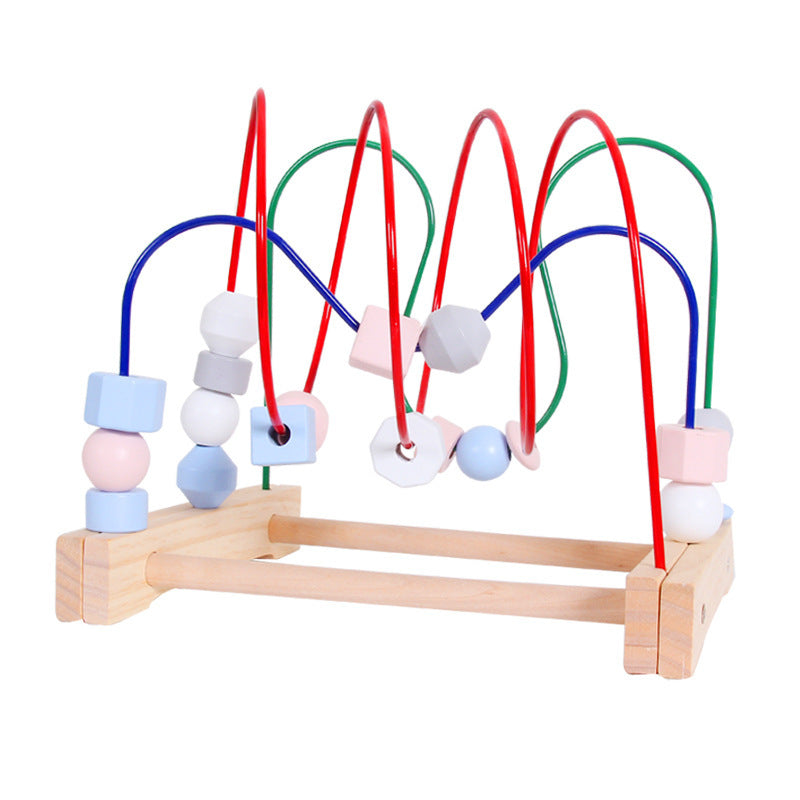 Wooden Bead Maze Three-Track Linear Activity Toy for Toddlers 3