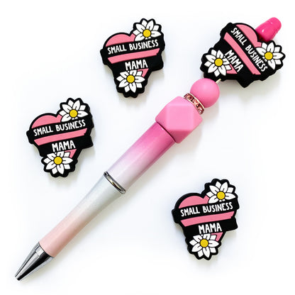 20Pcs Silicone Focal Beads Love Mom White Sunflower Design 4