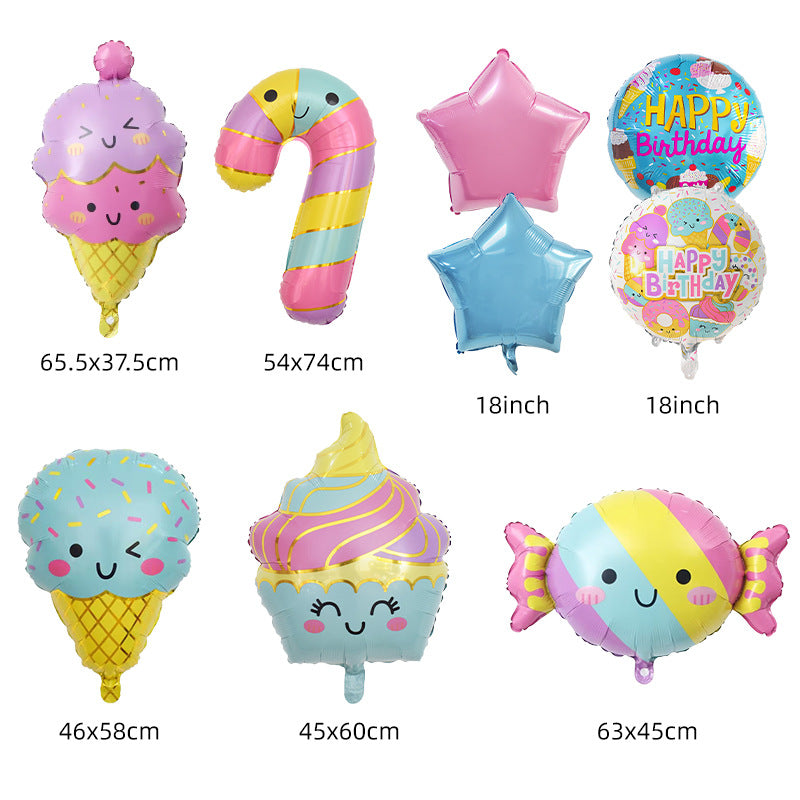 Cute Ice Cream and Candy Foil Balloon Set Birthday Party Decoration 5pcs 5