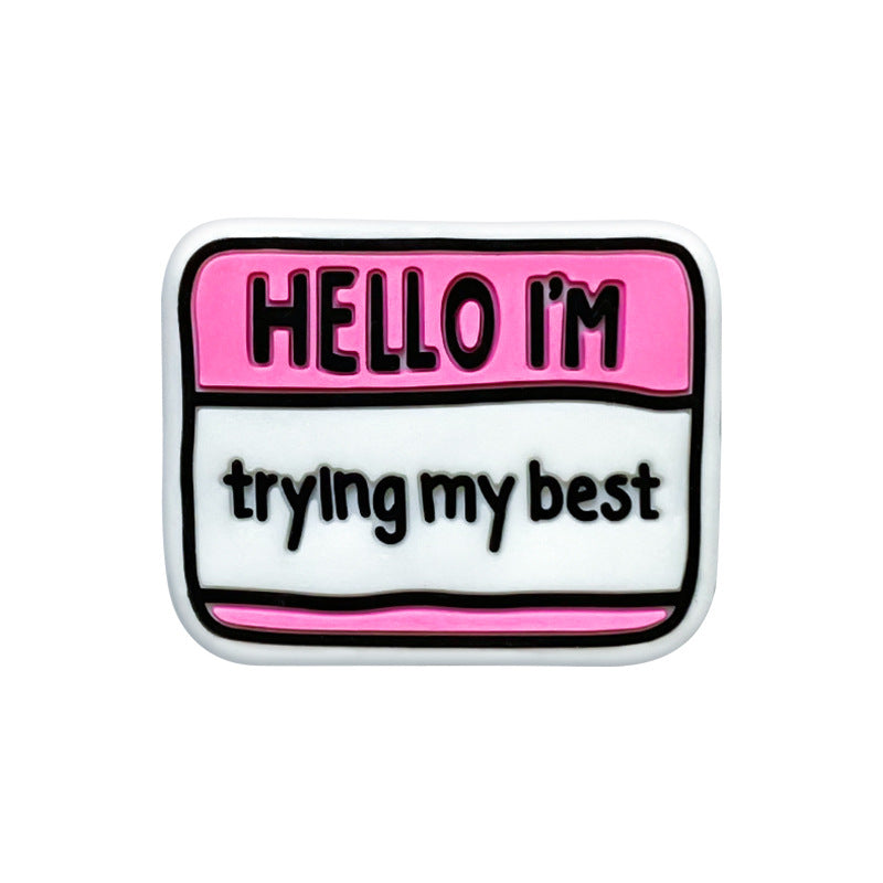 20Pcs Silicone Focal Beads Hello Im Trying My Best Printed Text 6