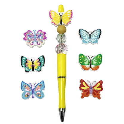 20Pcs Silicone Focal Beads Cartoon Animal Butterfly Flat Design 5