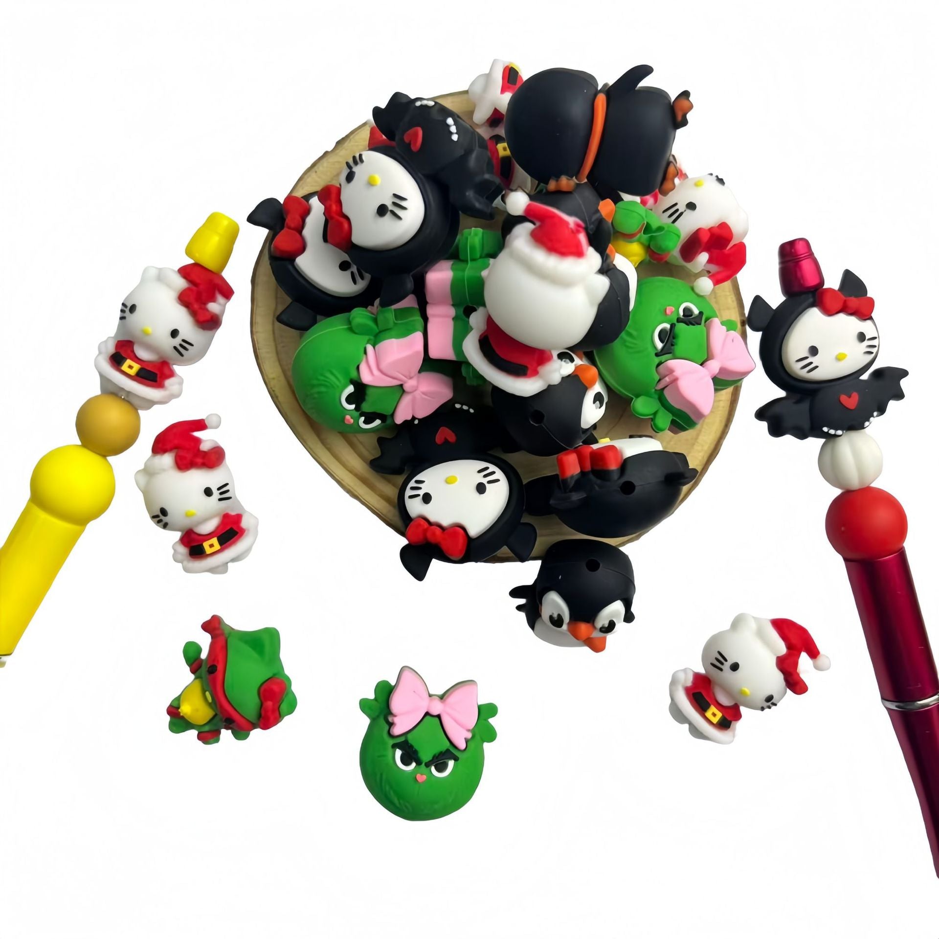 20Pcs Silicone 3D Focal Beads Christmas Cartoon Animals Variety 3