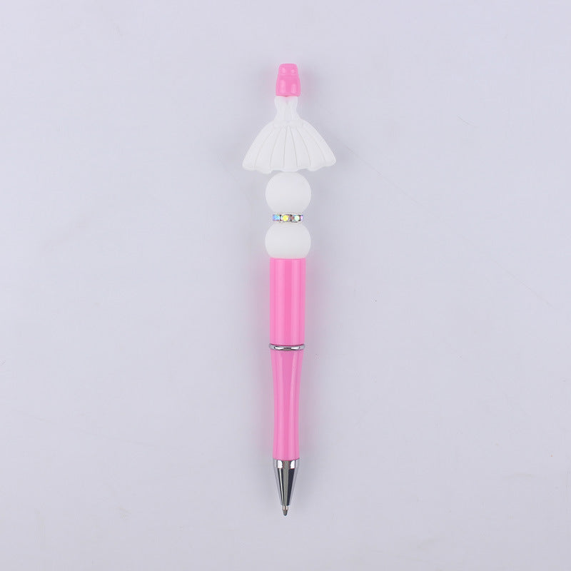 Pink Heart Silicone Beaded Pens Handmade Novelty Office School Gift 10