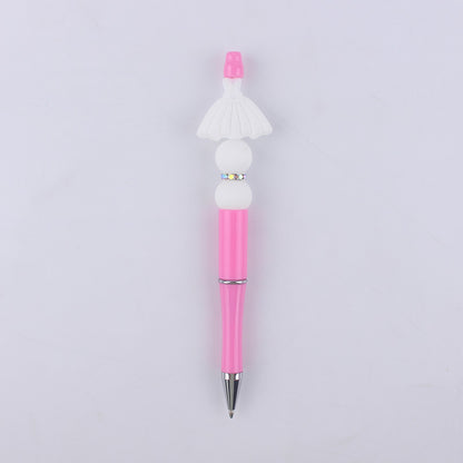 Pink Heart Silicone Beaded Pens Handmade Novelty Office School Gift 10