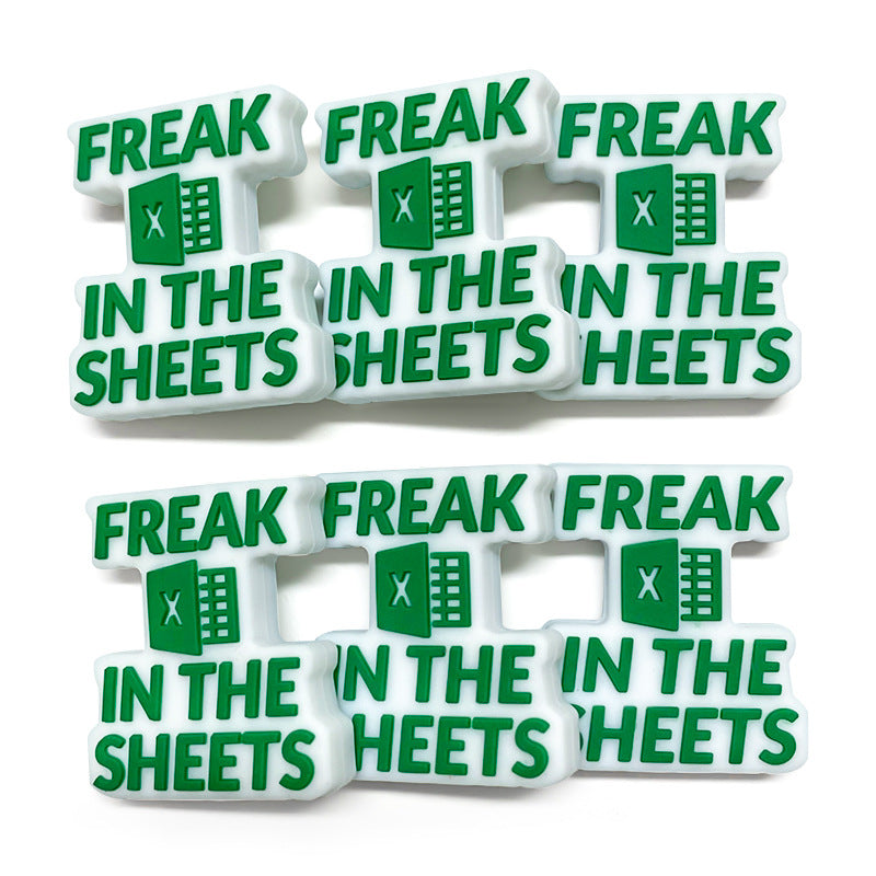 20Pcs Silicone Focal Beads Creative Form Text with Spreadsheet Icon