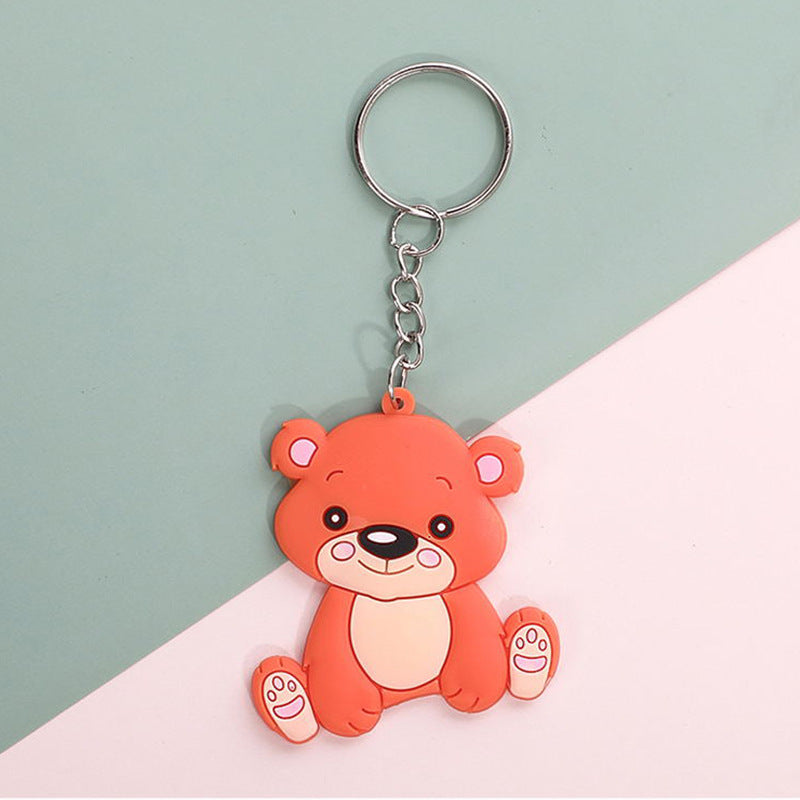 Cute Animal Silicone Bead Keychain Soft Rubber Charm 6