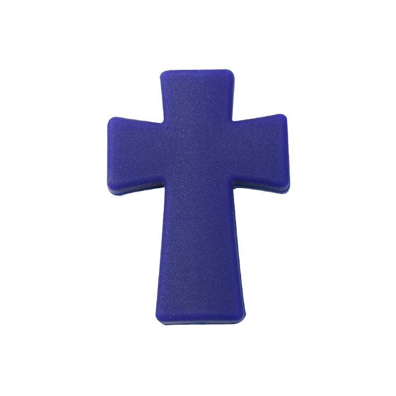 20pcs Silicone Focal Beads Printed Cross With Varied Color Patterns 12