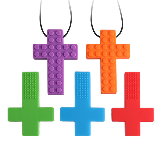 Silicone Cross Teething Necklace Sensory Fidget Toy 3 Pack
