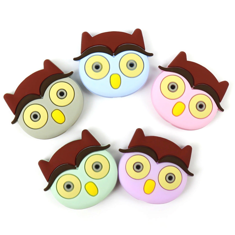 Silicone Focal Beads Cute Owl Front Facing Design