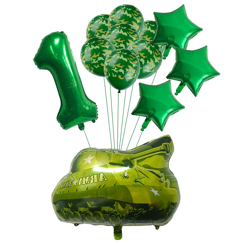 Military Tank Foil Balloon Set Boys Birthday Party Decoration