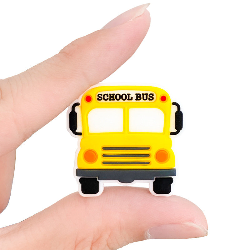 20pcs Silicone Focal Beads School Bus Front Facing Design 3