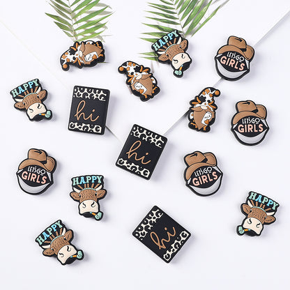 20Pcs Silicone Focal Beads Cartoon Denim Mixed Characters Variety 3