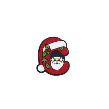 20Pcs Silicone Focal Beads Christmas ABC Santa Claus Hat Design 8
