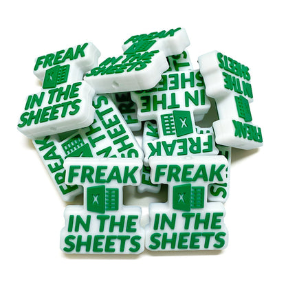 20Pcs Silicone Focal Beads Creative Form Text with Spreadsheet Icon 2