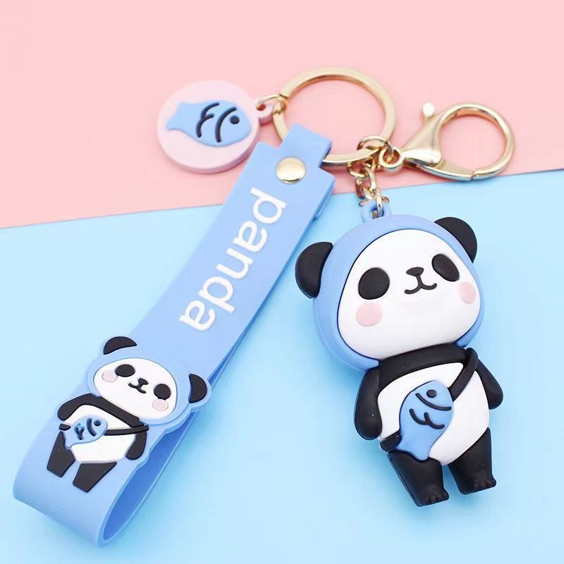 Cartoon Panda Silicone Bead Keychain Cute Animal Charm 7