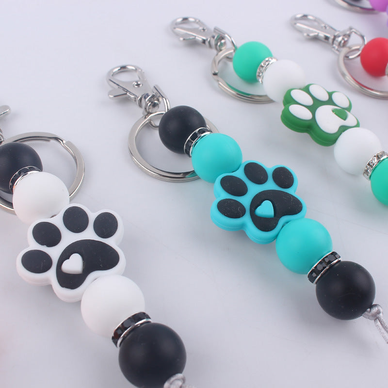 Cartoon Dog Claw Silicone Bead Keychain Charm with Lobster Clasp 4