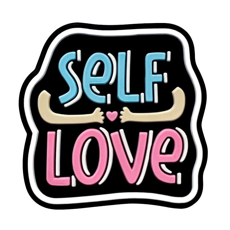20pcs Silicone Focal Beads Self Love Printed Text Design 6