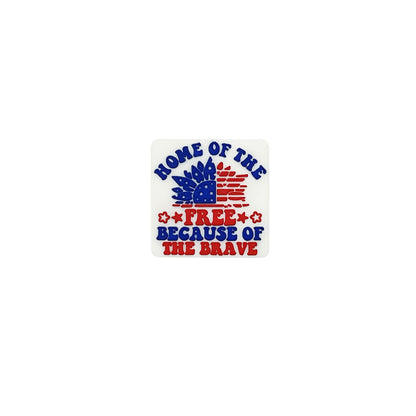 20Pcs Silicone Focal Beads Independence Day Printed Text and Flag Design 10