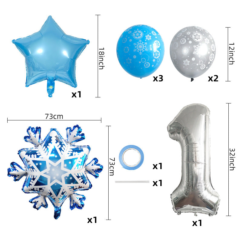 Ice Snow Theme Snowflake Foil Balloon Set Party Decoration 2