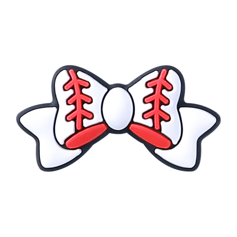 Silicone Focal Beads Sports Bow Shape with Detailed Stitching 5
