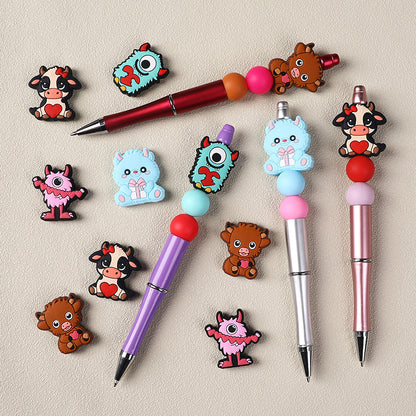 Silicone Focal Beads Valentine'S Day Cute Monster Collection with Heart Detail 3