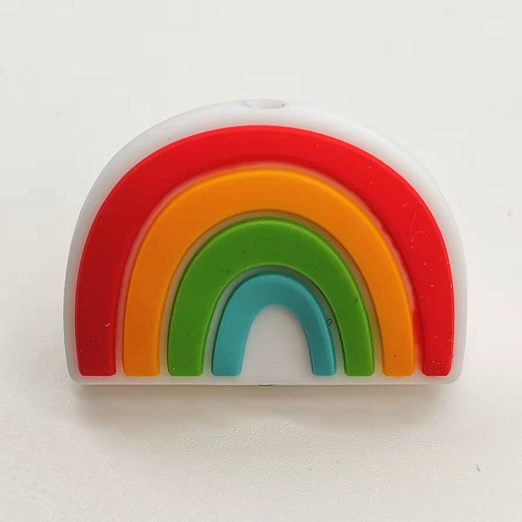 20pcs Silicone Focal Beads Rainbow Layered Arches Design 5