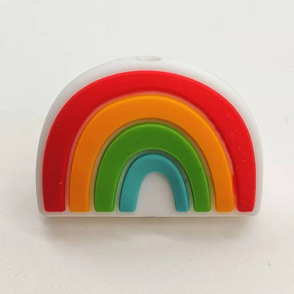 20pcs Silicone Focal Beads Rainbow Layered Arches Design 5