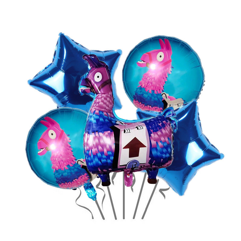 Cartoon Pinata Alpaca Foil Balloon Set Birthday Party Decoration 5pcs