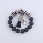 Leopard Print Tassel Silicone Bead Wristlet Keychain Charm 9