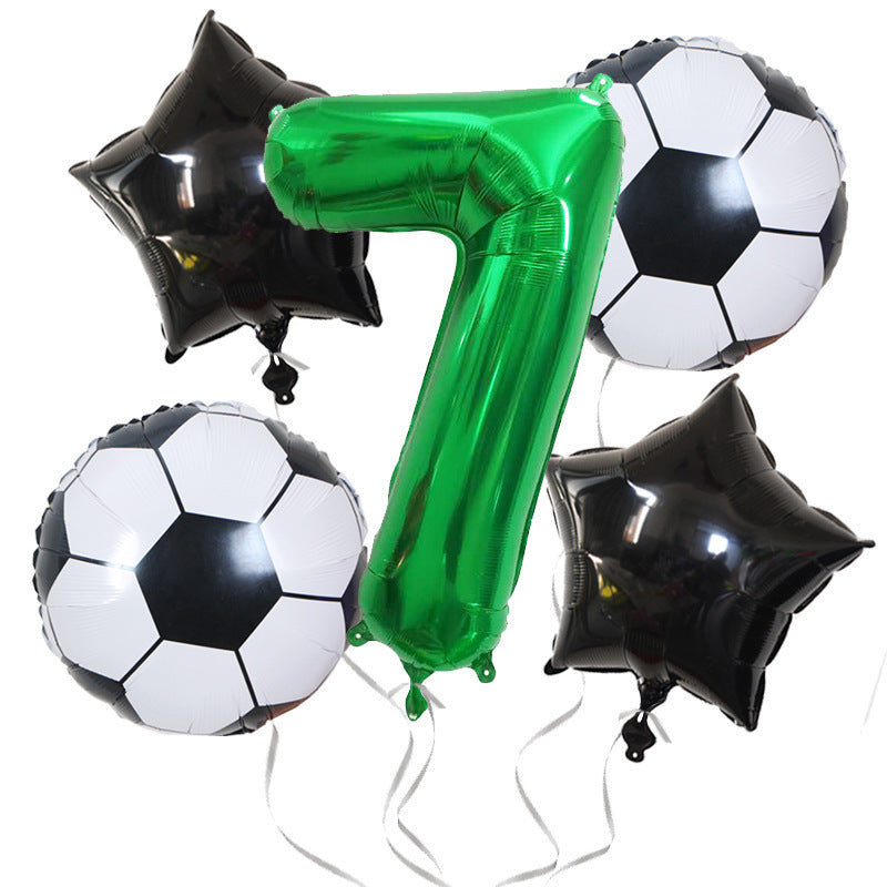 Green Digital Football Foil Balloon Set Birthday Party Decoration 2Set 32 Inch 12