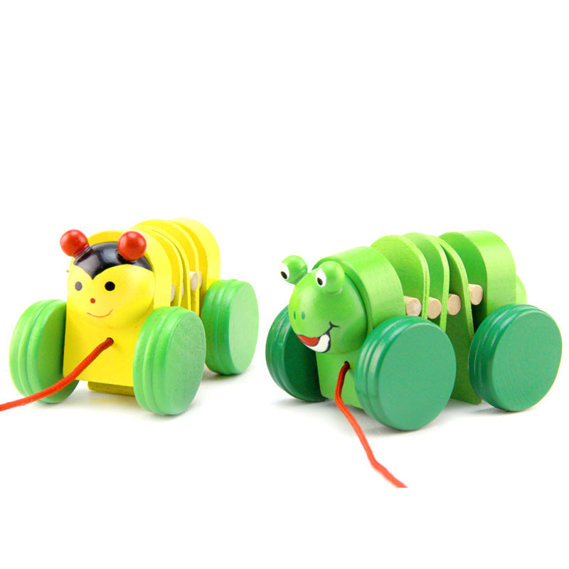 Wooden Animal Caterpillar Montessori Toys Trolley Toy 2