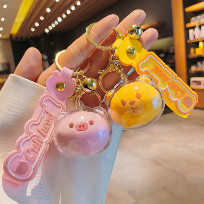Acrylic Panda Frog Little Bear Couple Keychains Cute Charms 3
