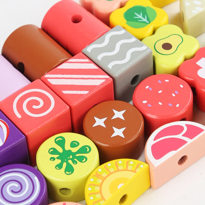 Wooden Barbecue Beaded Box Montessori Toys for Kids 3