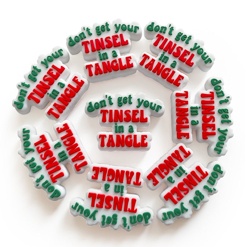 20Pcs Silicone Focal Beads Don t Get Your Tinsel In A Tangle Printed Text 3