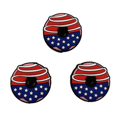 20pcs Silicone Focal Beads Independent Day US Flag Hearts Design 5